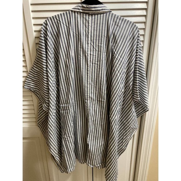 Nautical Land's End Oversize Beachside Striped Button Up Boxy Shirt Size L - Picture 2 of 6